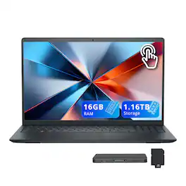 Dell - Inspiron 15 15.6" FHD Touch Laptop,AMD Ryzen 5 7530U,16GB RAM,1TB SSD+160GB Dock Set,Numeric Pad,Win 11 - Black