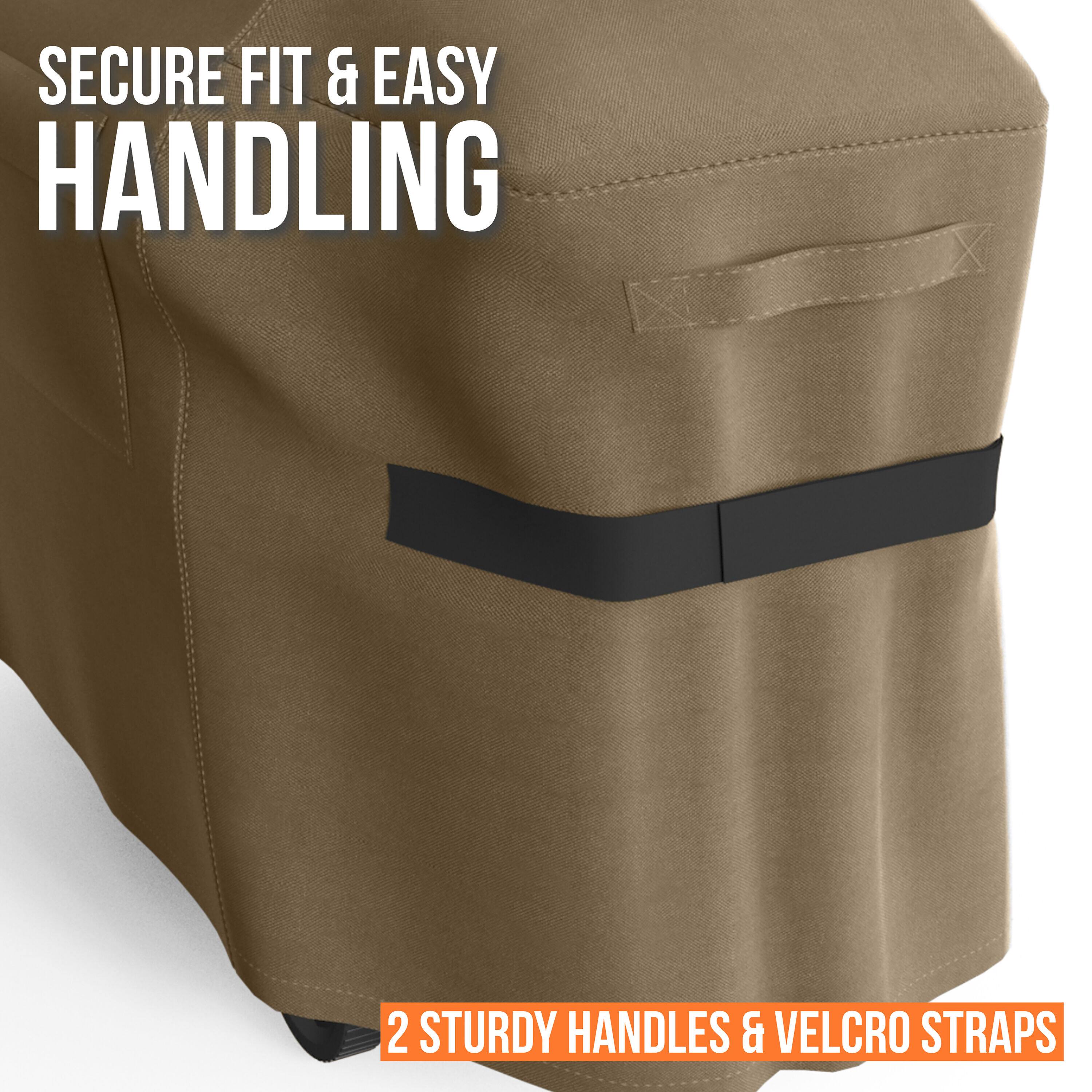SECURE FIT & EASY HANDLING

2 STURDY HANDLES & VELCRO STRAPS