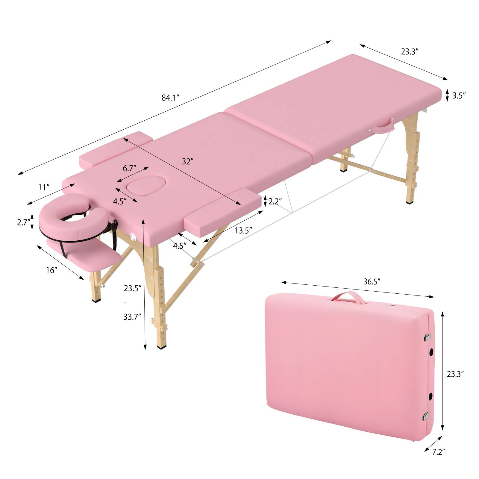23.3"  
84.1"  
3.5"  
6.7"  
32"  
11"  
4.5"  
2.2"  
2.7"  
4.5"  
13.5"  
16"  
23.5"  
36.5"  
33.7"  
7.2"