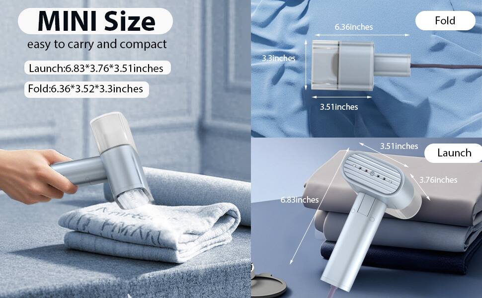 MINI Size  
easy to carry and compact  

Launch: 6.83*3.76*3.51 inches  
Fold: 6.36*3.52*3.3 inches  

Fold  
6.36 inches  
3.51 inches  
3.3 inches  

Launch  
6.83 inches  
3.76 inches  
3.51 inches