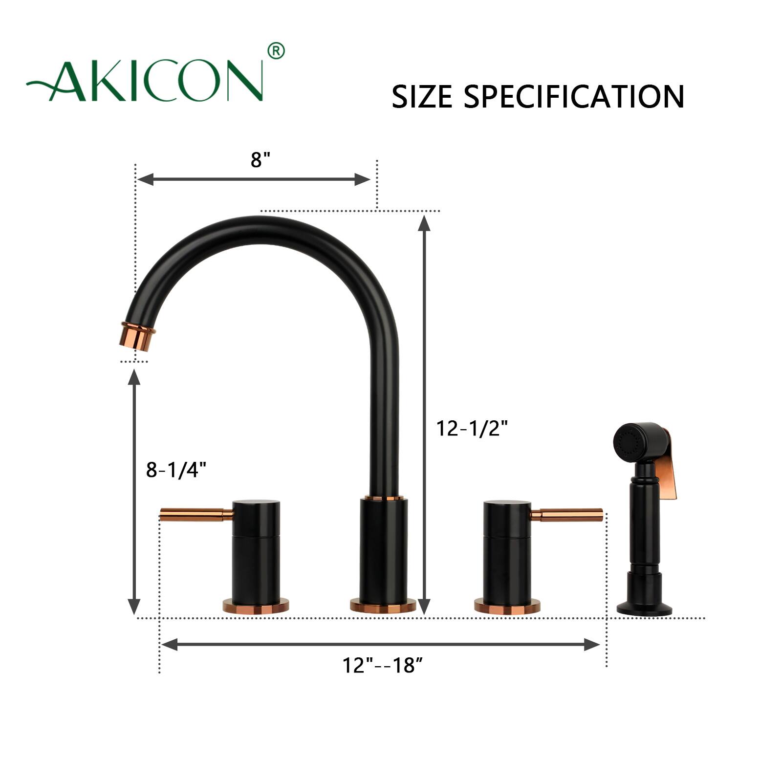 AKICON SIZE SPECIFICATION  
8"  
12-1/2"  
8-1/4"  
12"--18"
