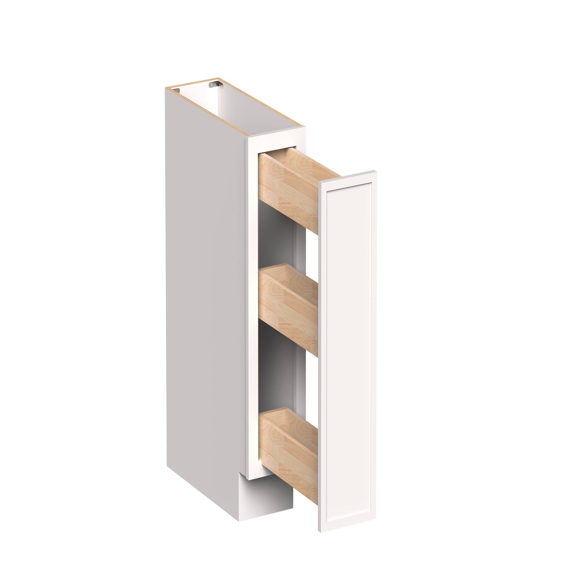 Boyel Living - 9-in W x 34.5-in H x 24-in D Slim Shaker RTA Kitchen Spice Pull-Out Base Cabinet with Soft-Close - Snow White