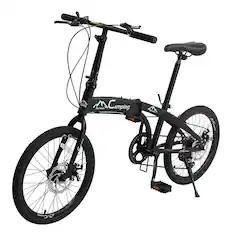 Front. Winado - 20 in Folding Bike Adult Bike, 7-Speed Folding Bicycle, Double Shock Effect, Powerful Mechanical - Black.