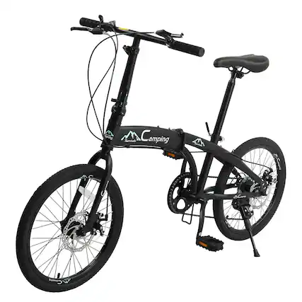 Front. Winado - 20'' Folding Bike Shimano 7 Speed Foldable Bicycle Road Bike Double Disc Brake - Black.