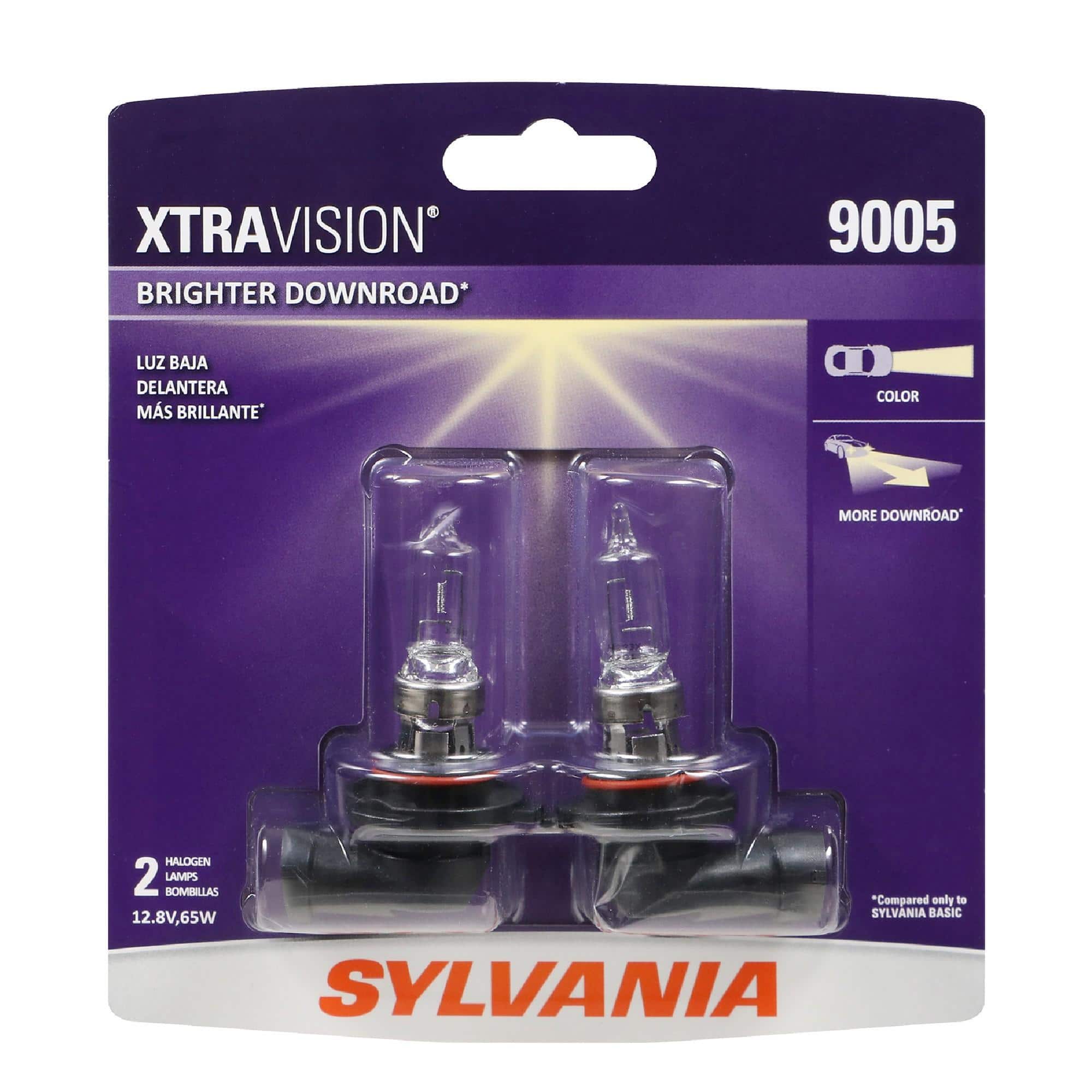 Sylvania - 9005 XtraVision Halogen Headlight Bulb - High-Performance Car Headlight - Halogen Light with No Glare - For Automotive