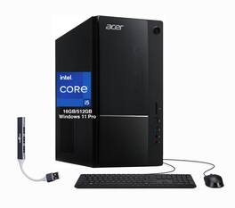 Acer - Upgraded - Aspire Desktop (i5-14400, 16GB, 512GB SSD, Intel UHD 730, WiFi 6E, Bluetooth 5.3, Win 11 Pro) w/USB Hub - Black