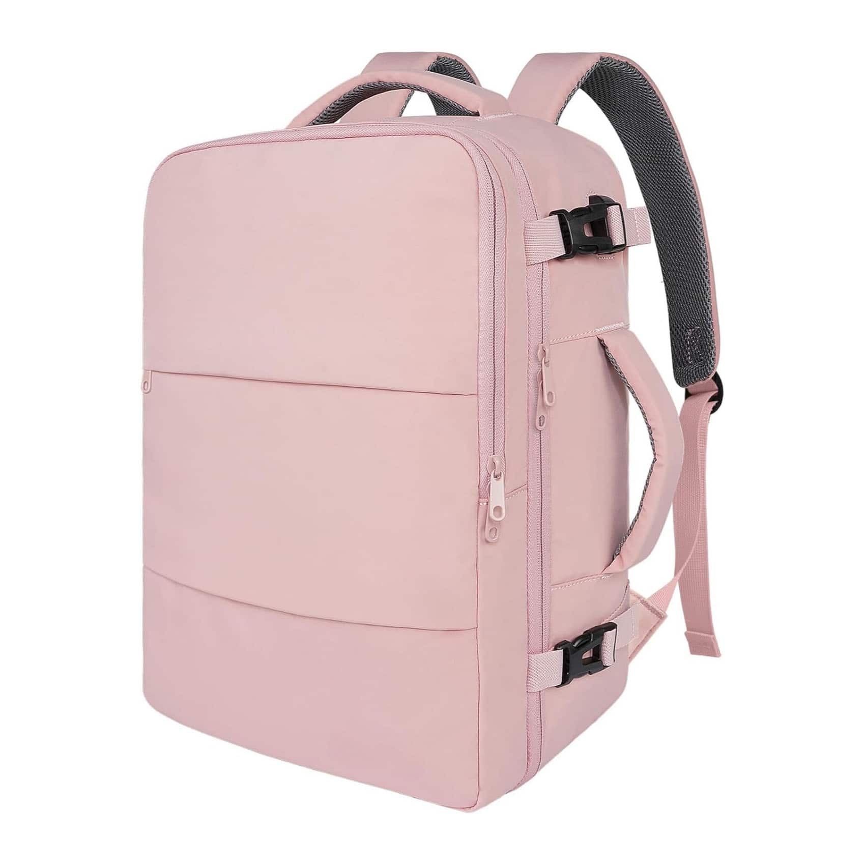 ZUQIETA - Travel Backpack for Women with USB Port and Shoe Compartment Laptop Daypack for Business and Casual Use - Pink-Large