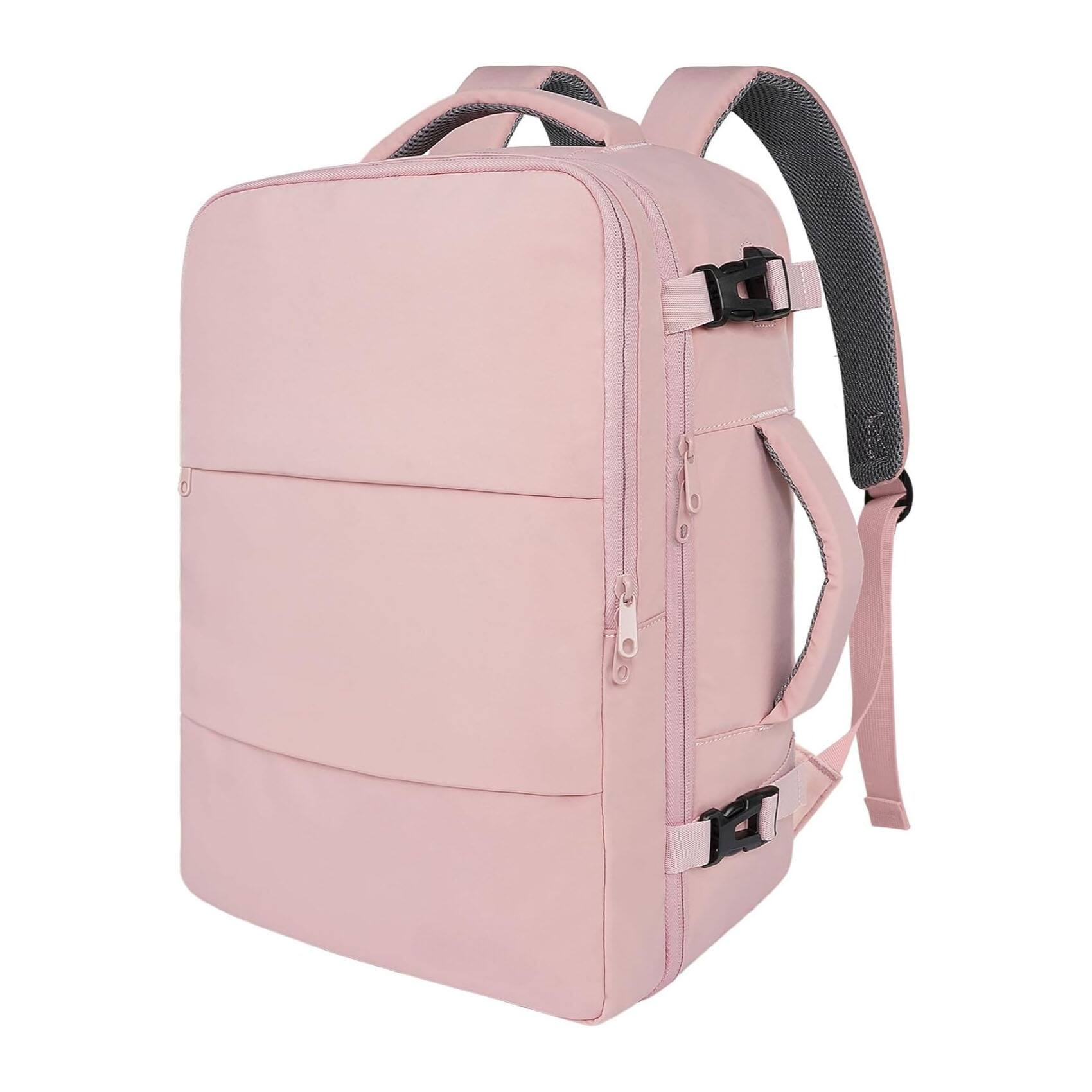 Front. ZUQIETA - ZUQIETA Travel Backpack for Women with USB Port and Shoe Compartment Laptop Daypack for Business and Casual Use - Pink-Large.