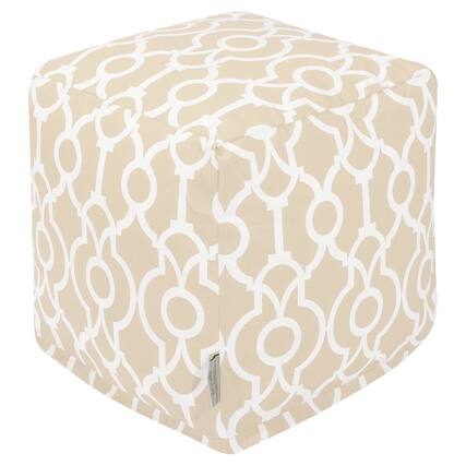 Front. Majestic Home - Cube Pouf Athens Sand - Beige.