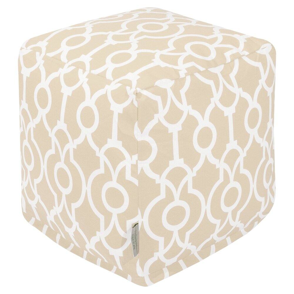 Front. Majestic Home - Cube Pouf Athens Sand - Beige.