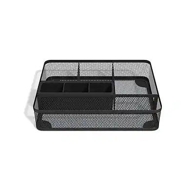 Front. TRU RED - TRU RED™ 7 Compartment Mesh Drawer Organizer, Matte Black (TR57544) - Matte Black.