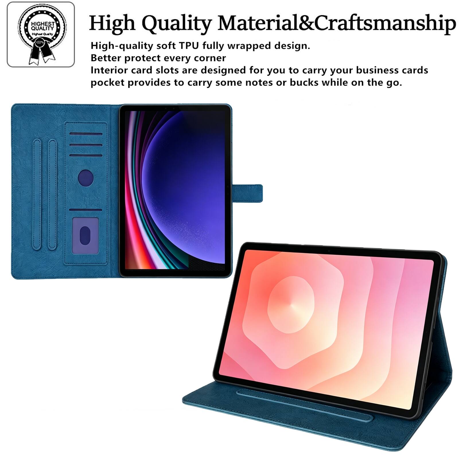 **High Quality Material & Craftsmanship**

High-quality soft TPU fully wrapped design. Better protect every corner. Interior card slots are designed for you to carry your business cards. Pocket provides to carry some notes or bucks while on the go.