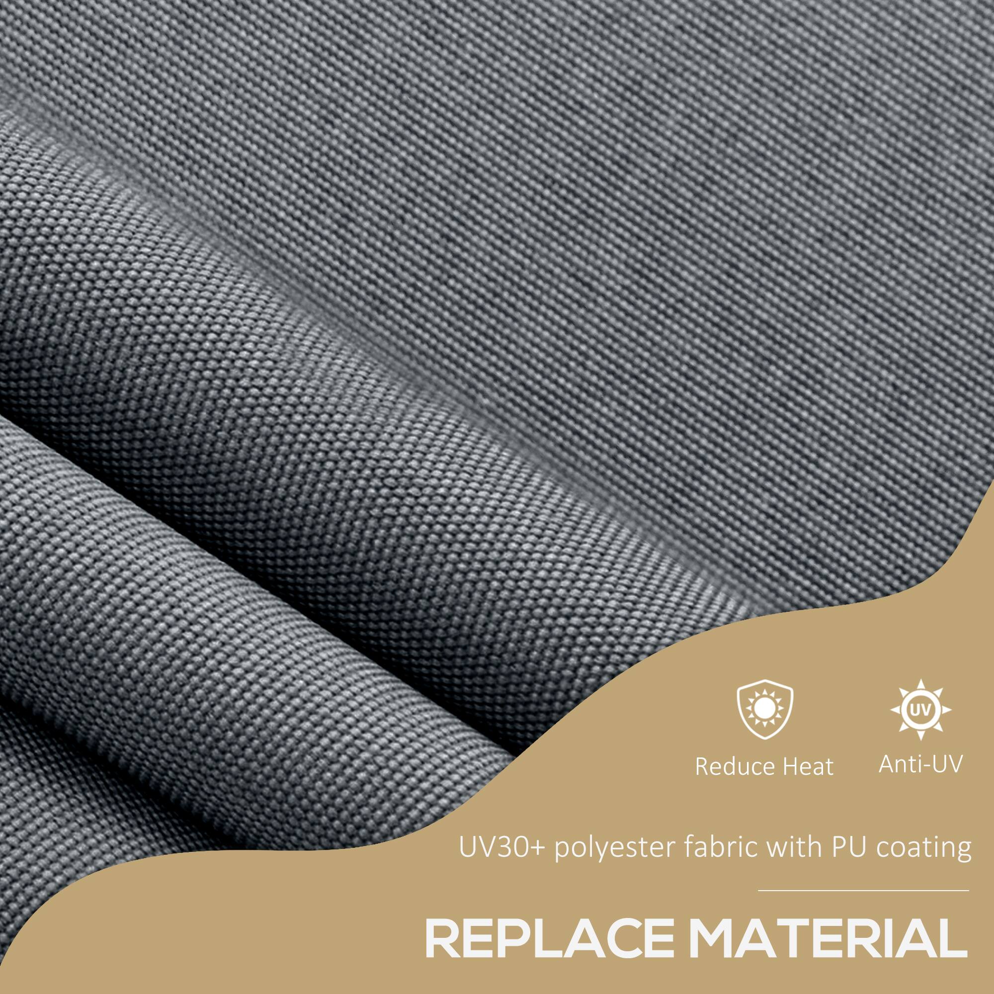 UV Reduce Heat Anti-UV
UV30+ polyester fabric with PU coating
REPLACE MATERIAL