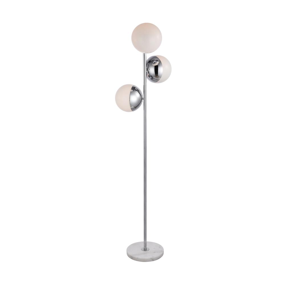 Alt View 2. Living District - Eclipse 3 Lights Chrome Floor Lamp With Frosted White Glass - Chrome And Frosted White.