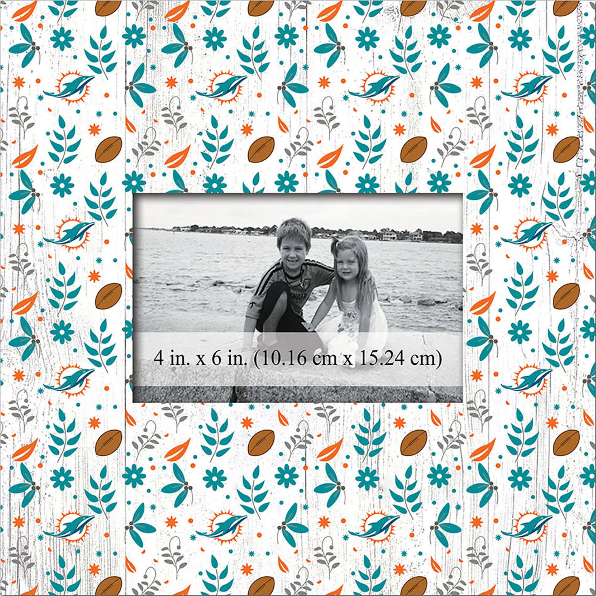 Miami Dolphins 10'' x 10'' Floral Pattern Frame