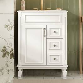 Loheer - 24 inch bathroom vanity with sink Small Bathroom Sink Cabinet Solid Wood Frame - White