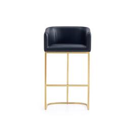 Manhattan Comfort - Louvre Mid-Century Modern Metal Upholstered Barstool - Black