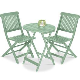 Best Choice Products - 3-Piece Acacia Wood Bistro Set, Folding Patio Furniture w/ 2 Chairs, Table - Mint