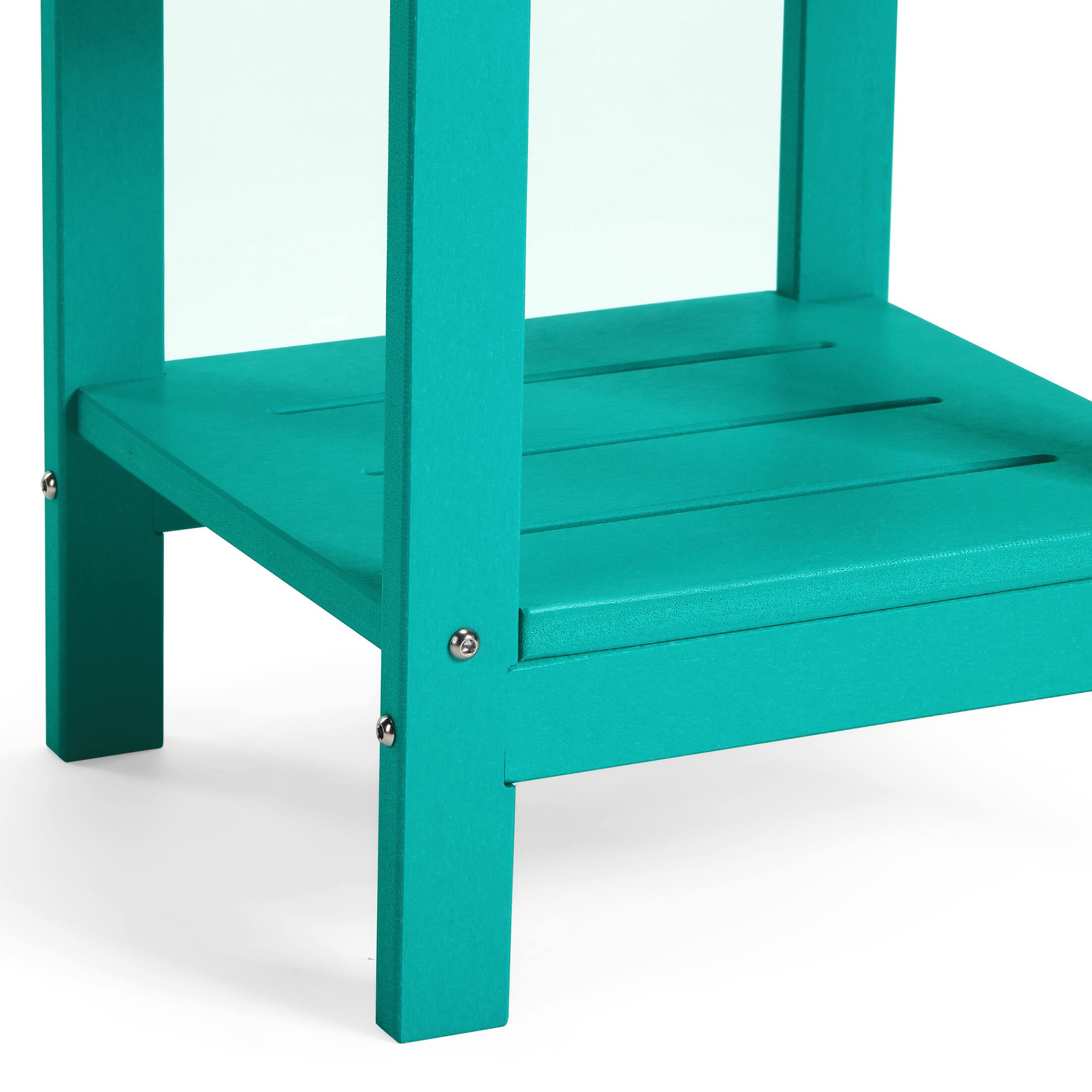 Alt View 3. WestinTrends - WestinTrends Aruba 2-Tier Outdoor HDPE Modern Adirondack Square Patio Side Table - Turquoise.