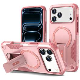 Equipd - Phone Case for iPhone 18 Pro Max / iPhone 17 Pro Max (6.9"), Sturdy Magnetic Hybrid Cover with Bracket Kickstand - Pink