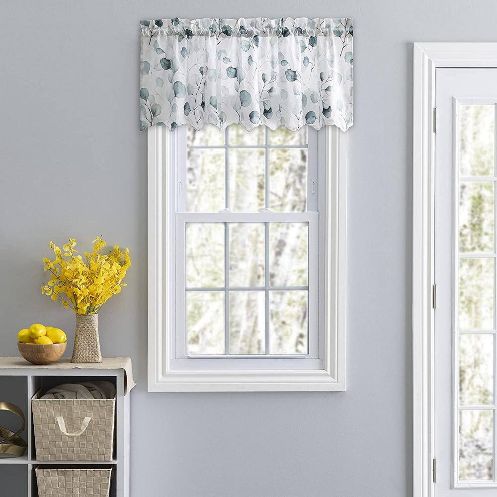 Angle. Ellis Curtain - Ellis Curtain Eucalyptus Crushed Taffeta 1.5" Rod Pocket Window Valance 48"x15" Spa - Spa.