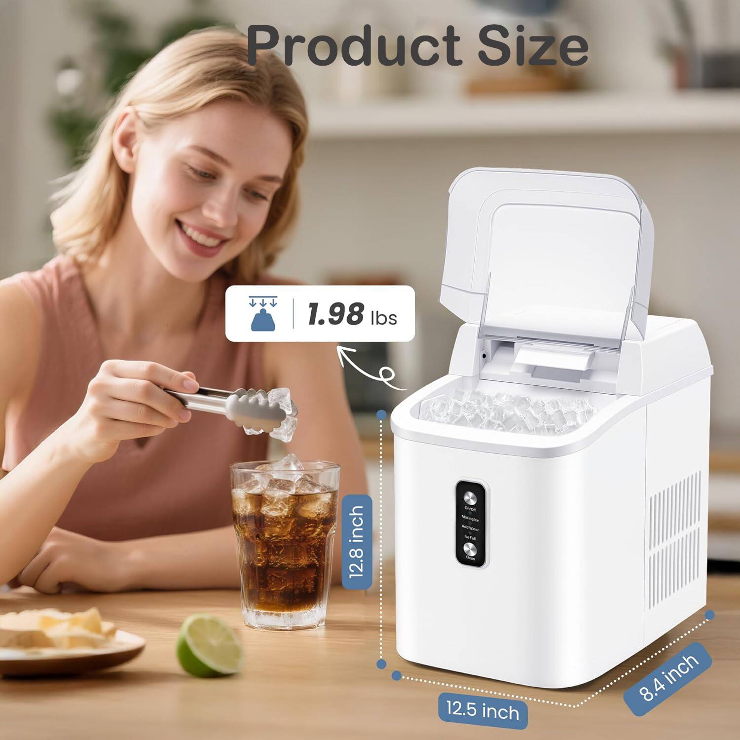 Product Size  
1.98 lbs  
12.8 inch  
12.5 inch  
8.4 inch
