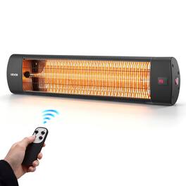 VEVOR - Infrared Heater 1500W Electric Space Heater 3 Heat Settings with Remote Control for Outdoor Use, 24 Hours Timer - Black