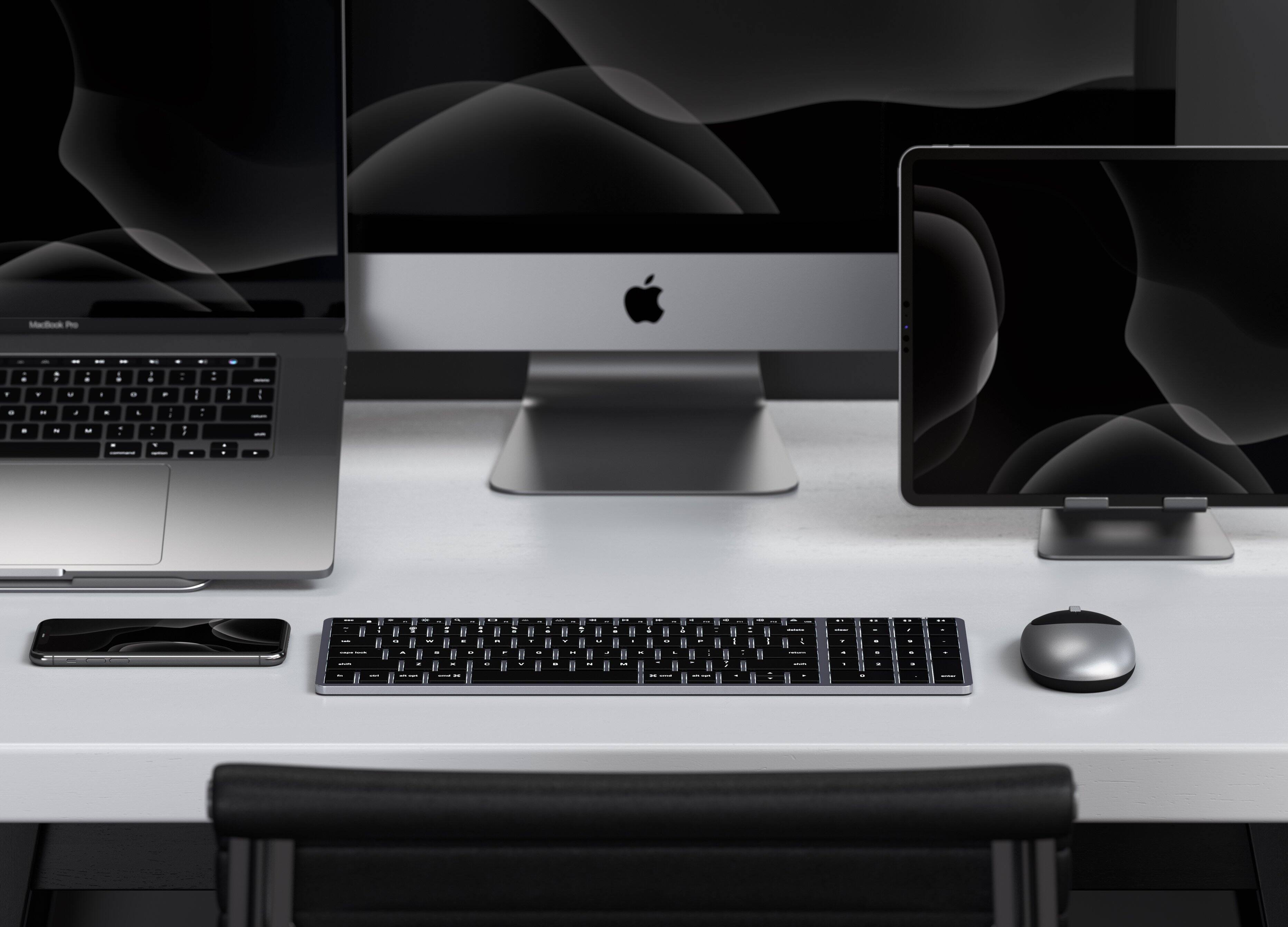 Alt View 3. Satechi - X2 slim Bluetooth Backlit Keyboard with Numeric Keypad, Multi-Device Sync, for MacBook, iMac, iPad, Mac Mini, iMac - Space Gray.