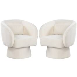 Gymax - 2PCS Swivel Accent Chair w/ Back Removable Lumbar Pillow 360 Degree Rotating Function Beige - Beige