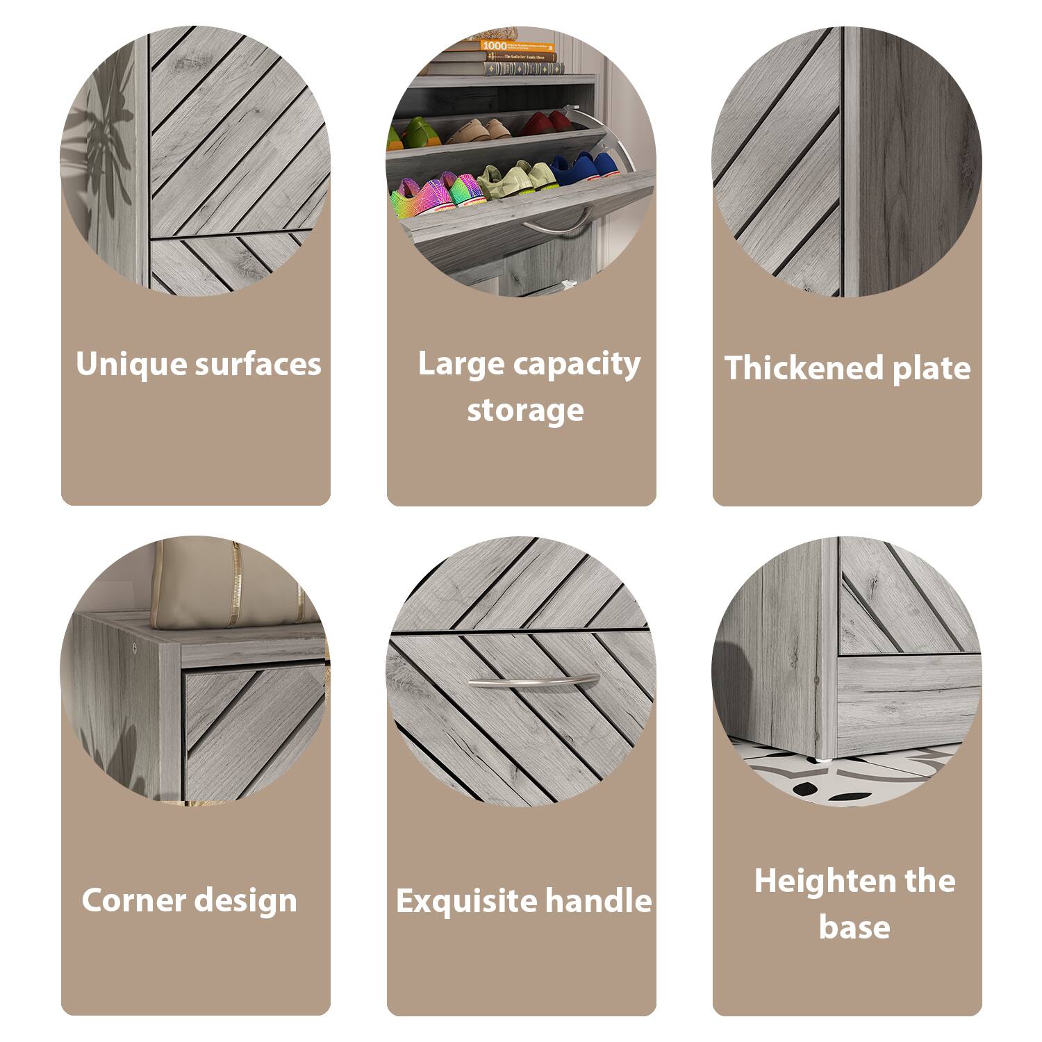 Unique surfaces, Large capacity storage, Thickened plate, Corner design, Exquisite handle, Heighten the base