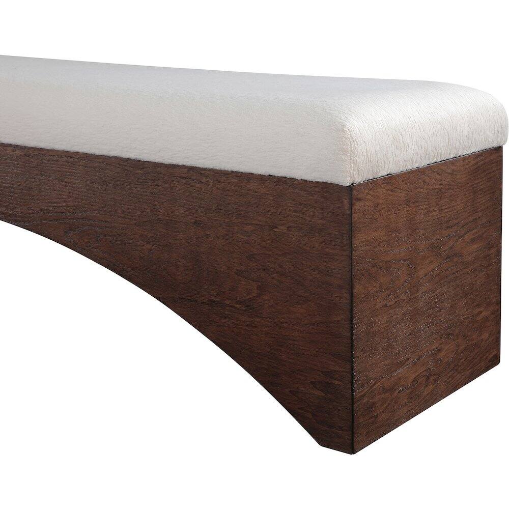 Alt View 4. Meridian Furniture - Lawson Beige Velour Fur Fabric Bench - Beige.
