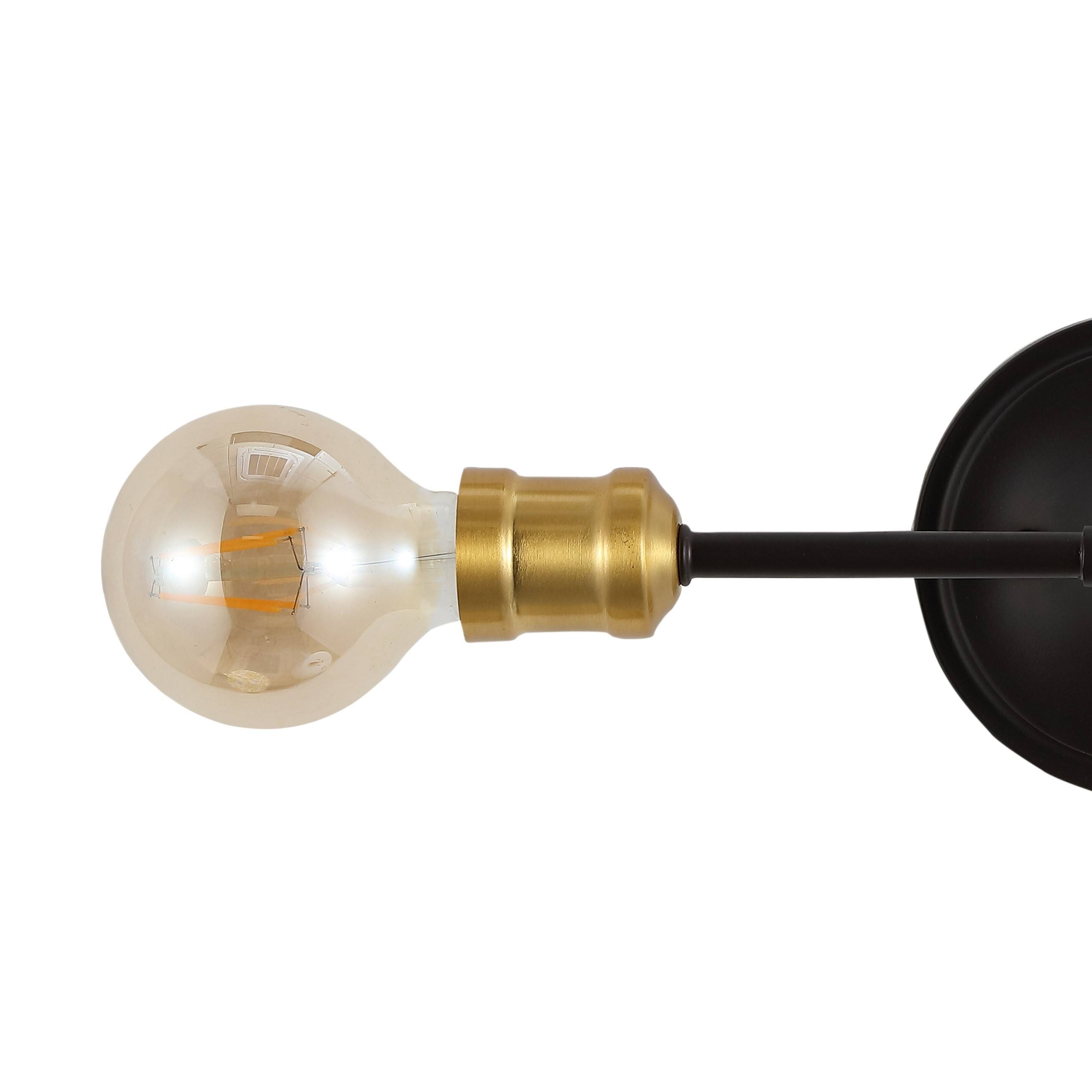 Alt View 4. Jonathan Y - Jaxon 13.25" 2-Light Industrial Farmhouse Iron LED Vanity, Oil Rubbed Bronze/Brass Gold - Oil Rubbed Bronze/Brass Gold.