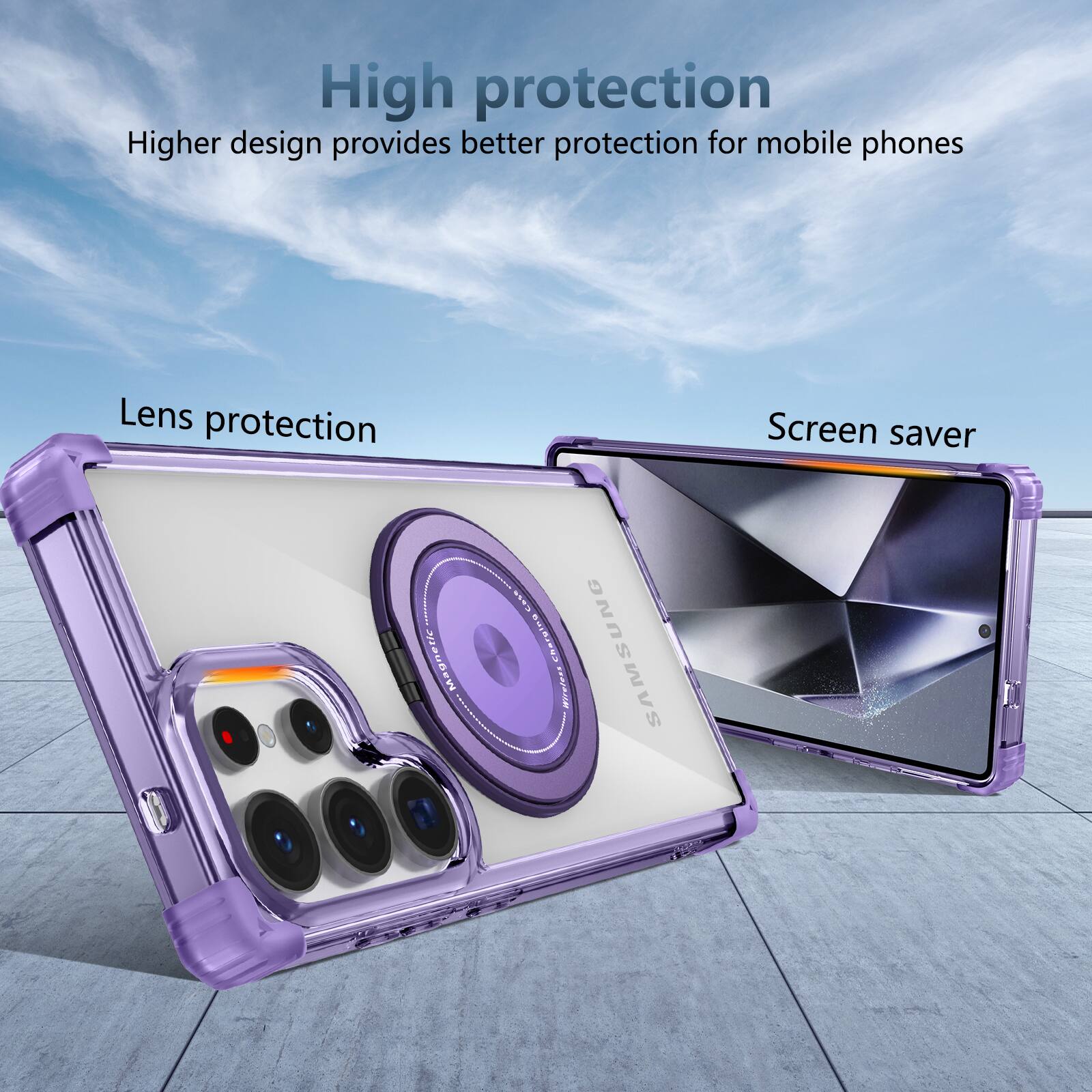 High protection  
Higher design provides better protection for mobile phones  
Lens protection  
Screen saver  
LaSE 213 r Magne Ma  
SAMSUNG