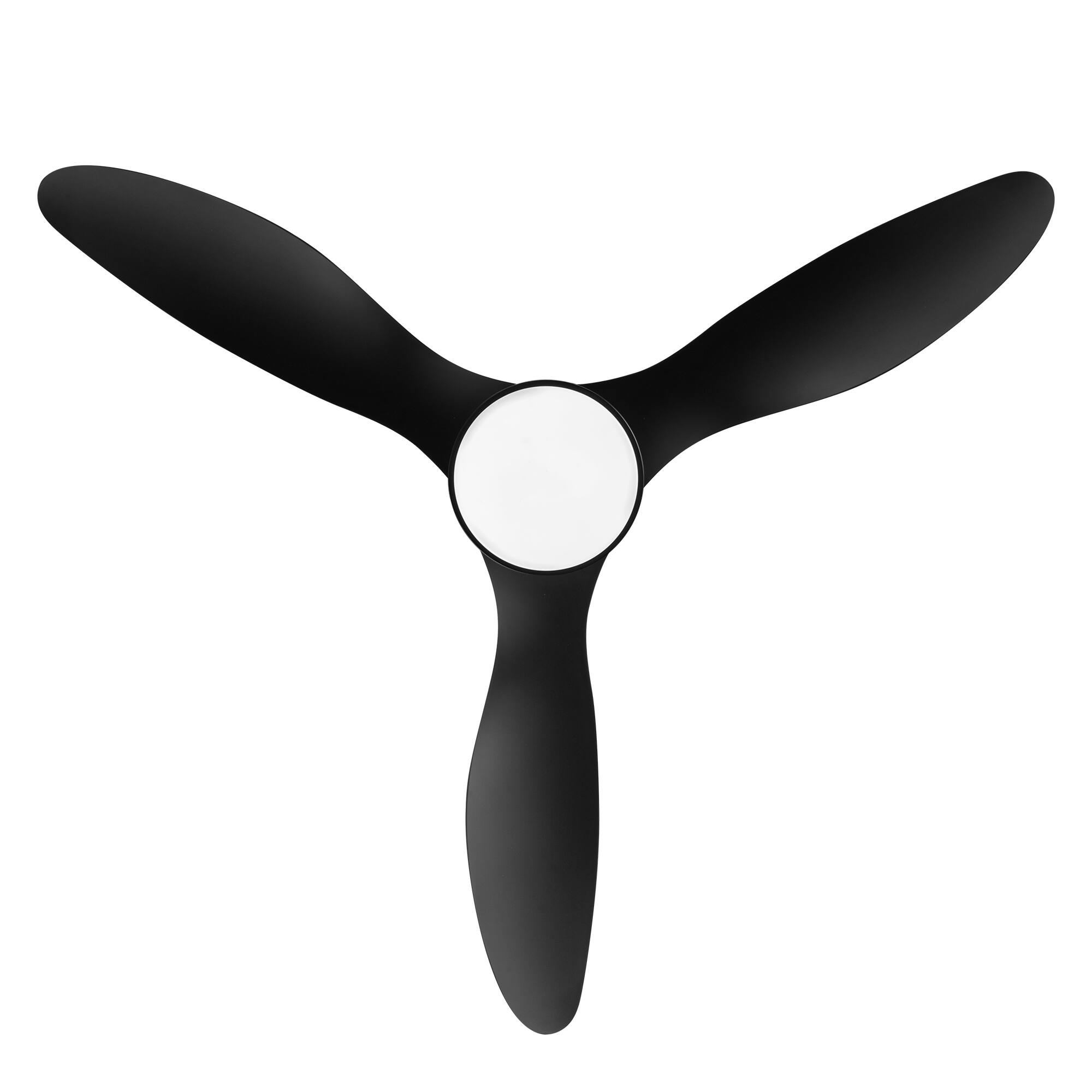 Alt View 7. Breezary - 42" Modern Indoor Ceiling Fan, 3 ABS Blades, 6-Speed DC Motor, Remote Control, Timer, 5'' Downrod, Light/No Light Option - Black (With Light).