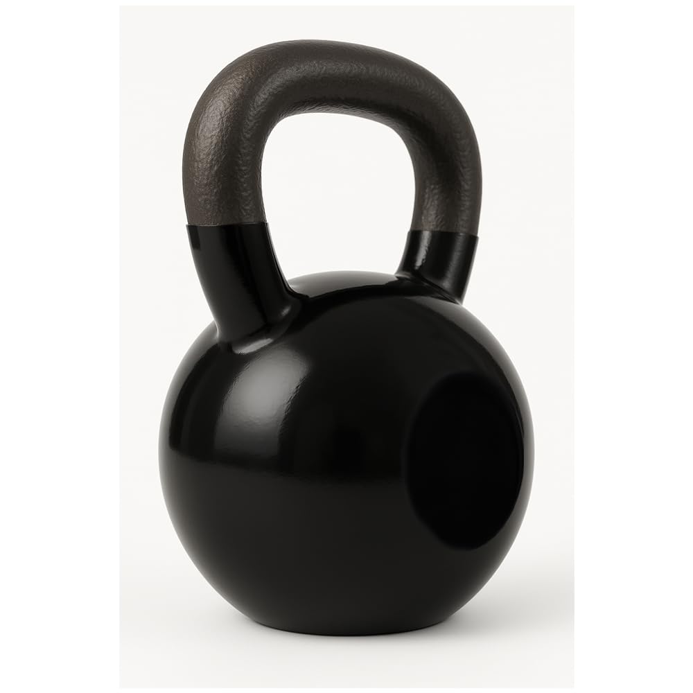 Angle. Amber Sporting Goods - Vinyl Coated Kettlebell Weights, Fitness Companion for Full-Body Workouts, Strength Training, Men and Women - Black.
