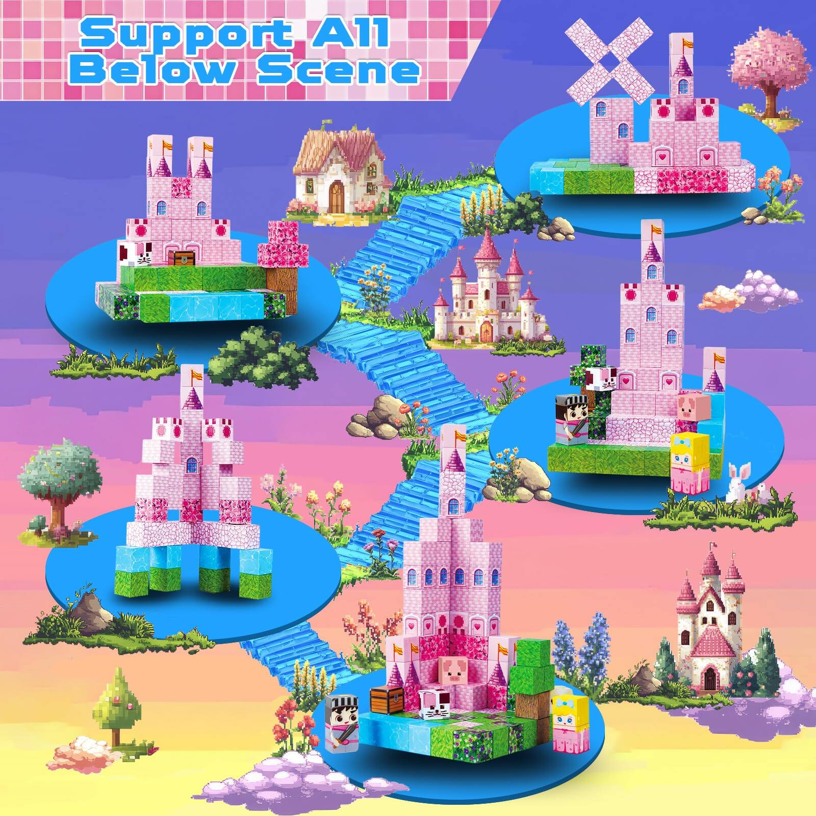 Leash Valley Magnetic Blocks Building Blocks Princess Castle Set Stem ...