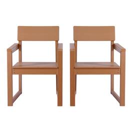 WestinTrends - Paloma Modern HDPE Outdoor Patio Dining Arm Chairs (Set of 2) - Teak