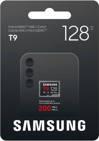 Samsung microSDXC T9 128GB, Read/Write Speeds Up to 200/130 MB/s Samsung microSDXC T9 128GB, Read/Write Speeds Up to 200/130 MB/s