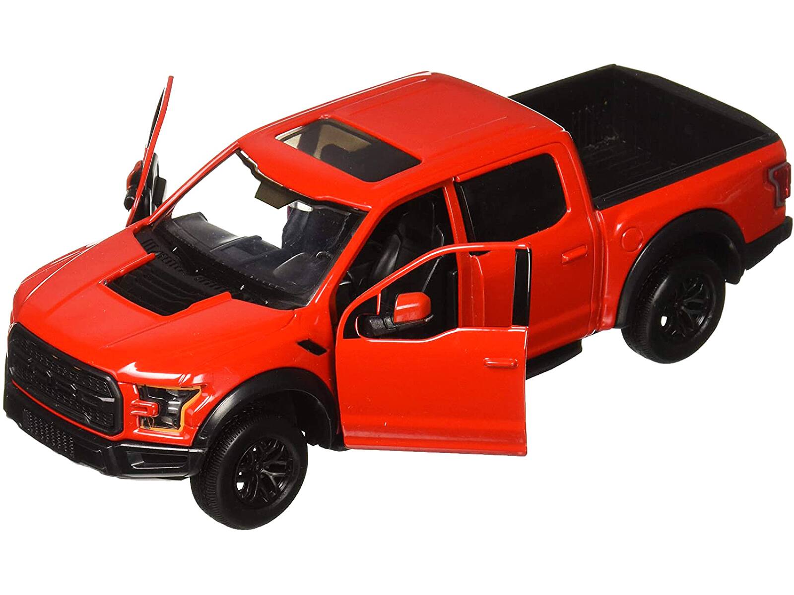 Alt View 1. Motormax - 2017 Ford F-150 Raptor Pickup Truck Red with Black Wheels 1/27 Diecast Model Car by Motormax.