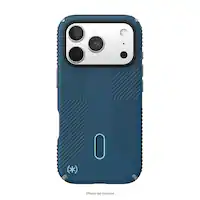 Speck - Presidio2 Grip ClickLock Case for Apple iPhone 17 Pro - Deep Sea/Silver Metallic/Spell Blue - Angle_Zoom