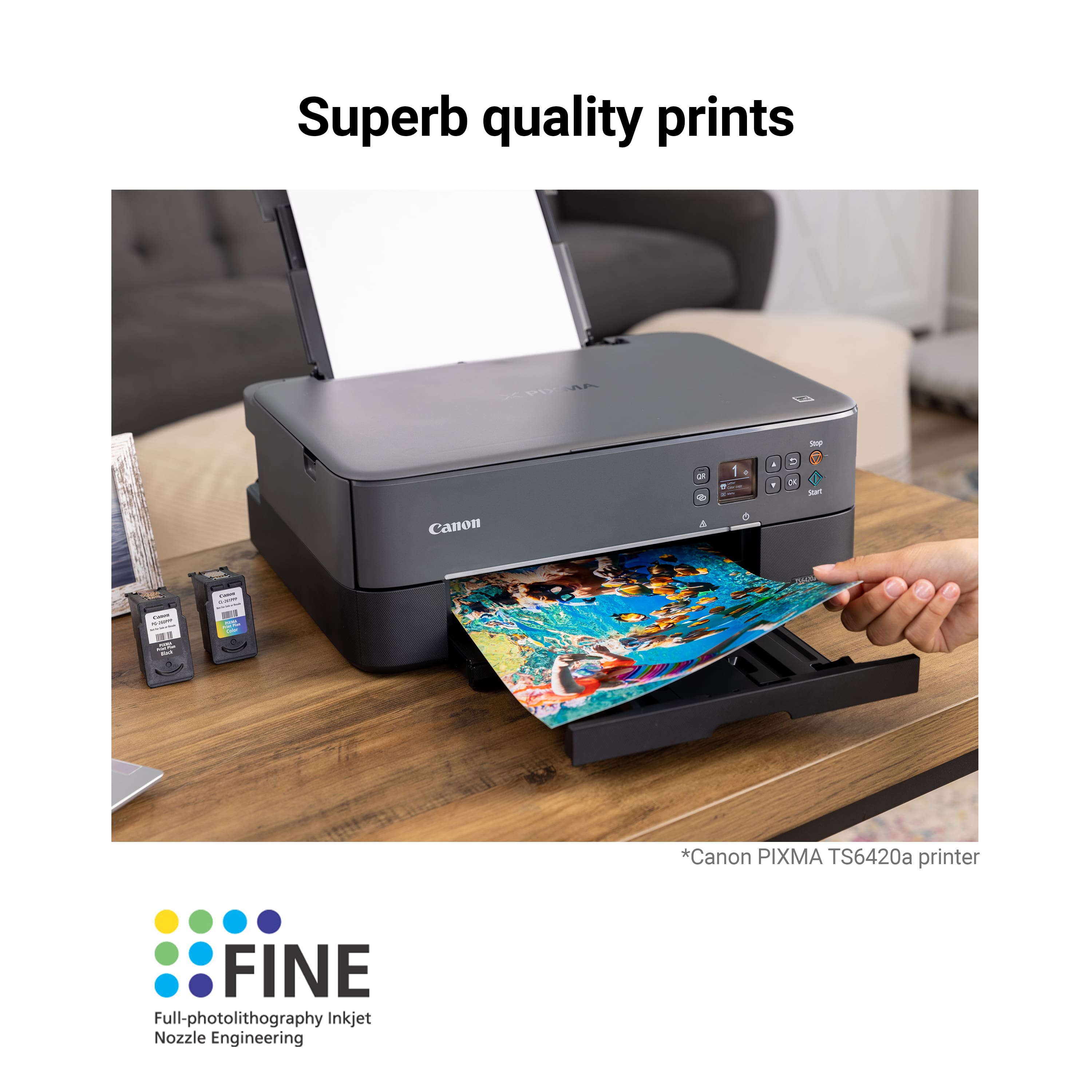 Superb quality prints - On 1 4 - - I . OR - Canon PIXMA TS6420a printer FINE Full-photolithography Inkjet Nozzle Engineering