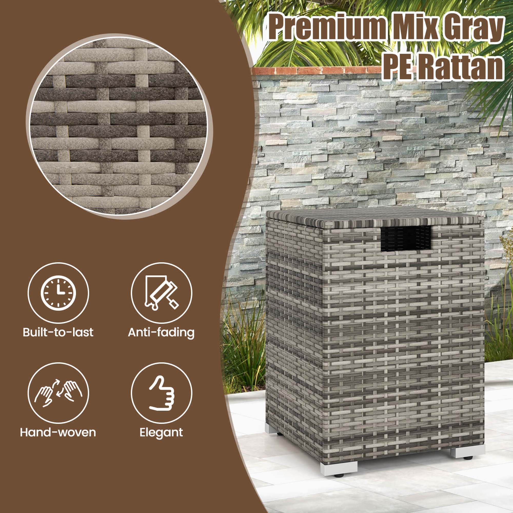 Premium Mix Gray PE Rattan, Built-to-last, Anti-fading, Hand-woven, Elegant
