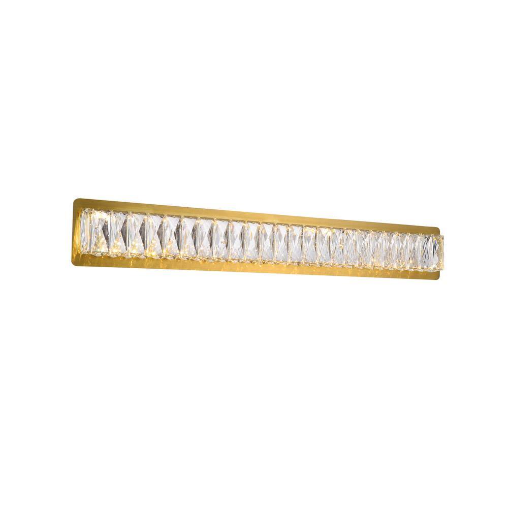 Angle. Elegant Lighting - Monroe Integrated LED chip light gold Wall Sconce Clear Royal Cut Crystal - Gold.
