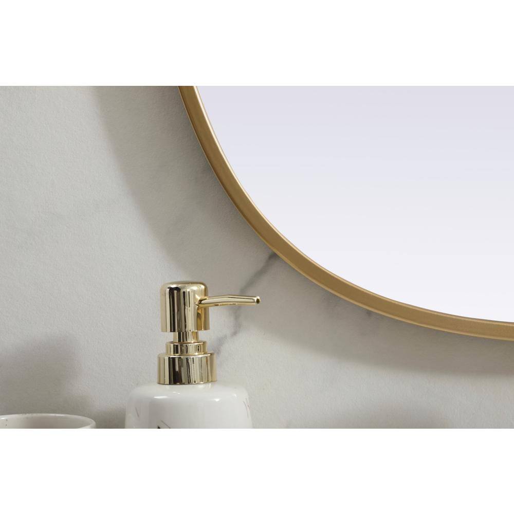 Alt View 6. Elegant Decor - Metal Frame Oval Mirror 20x36 Inch in Brass - Brass.