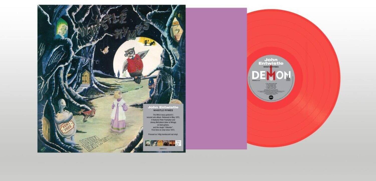 **Whistle Rhymes**

John Entwistle

Whistle Rhymes  
Demon

The first album by John Entwistle, the legendary bassist of The Who, is a collection of whimsical and playful songs for children. Produced by John Entwistle and featuring a cast of characters including Peter Poggi and Jesty Acclatch, this album is a delightful mix of music and storytelling.

**Tracklist:**
1. Whistle Rhymes
2. Rent Free
3. John Entwistle

**Additional Information:**
- The album was released on May 17.
- It includes a special bonus track, "The Whe' guntarist secand - Mut Rebooed."
- The album is presented on 180g vinyl.

**Label:**  
John Entwistle  
DEMON

**Vinyl Color:**  
Red

**Cover Art:**  
Illustrated by John Entwistle

**Additional Text on Cover:**
- "John Entwistle"
- "Whistle Rhymes"
- "Demon"
- "The Whe' guntarist secand - Mut Rebooed"
- "May 17"
- "Seallumes Peter Poggi and Jesty Acclatch