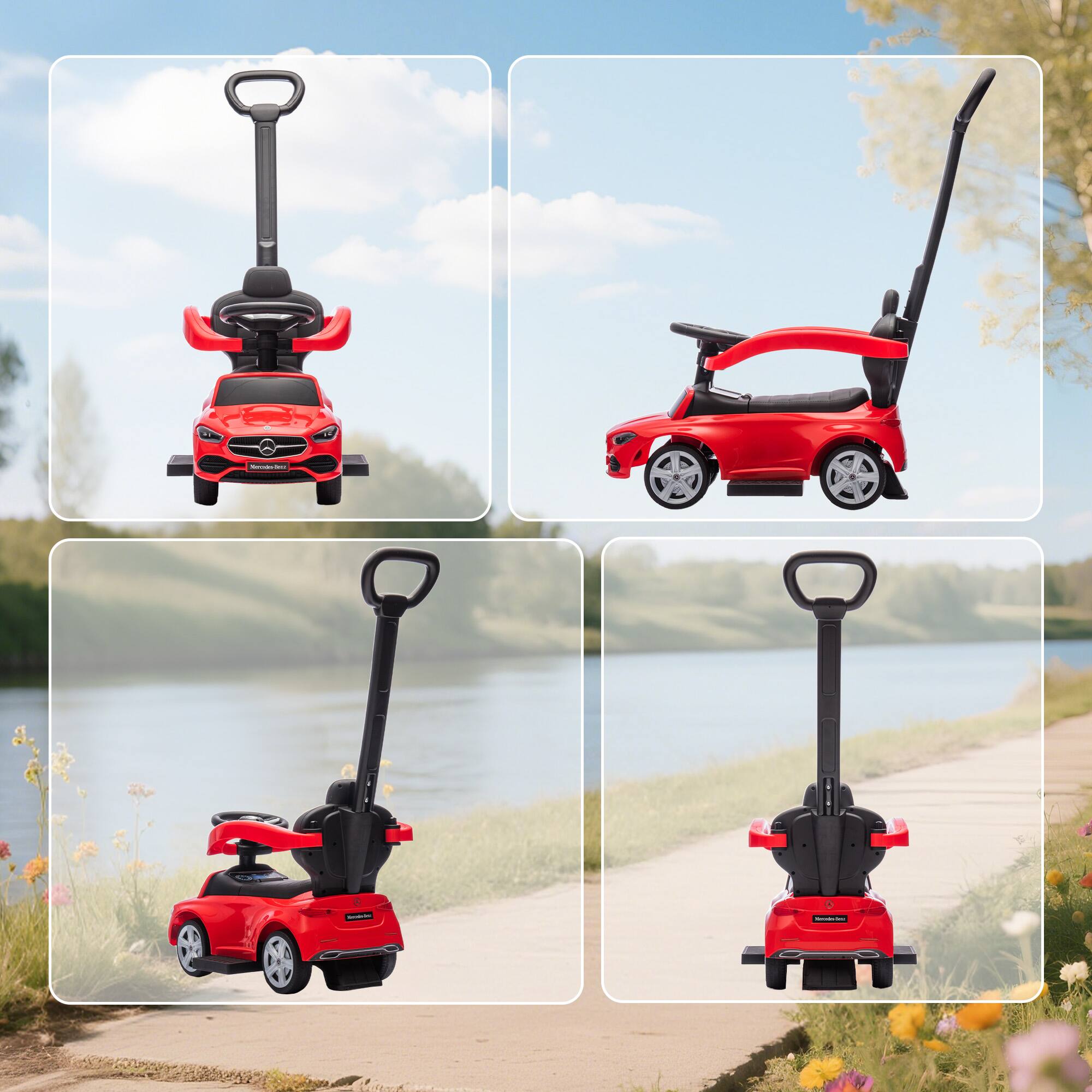 Alt View 7. Qaba - C-Class Licensed Ride-On Push Car, Baby Stroller Walking Car with Parent Control Handle - Red.