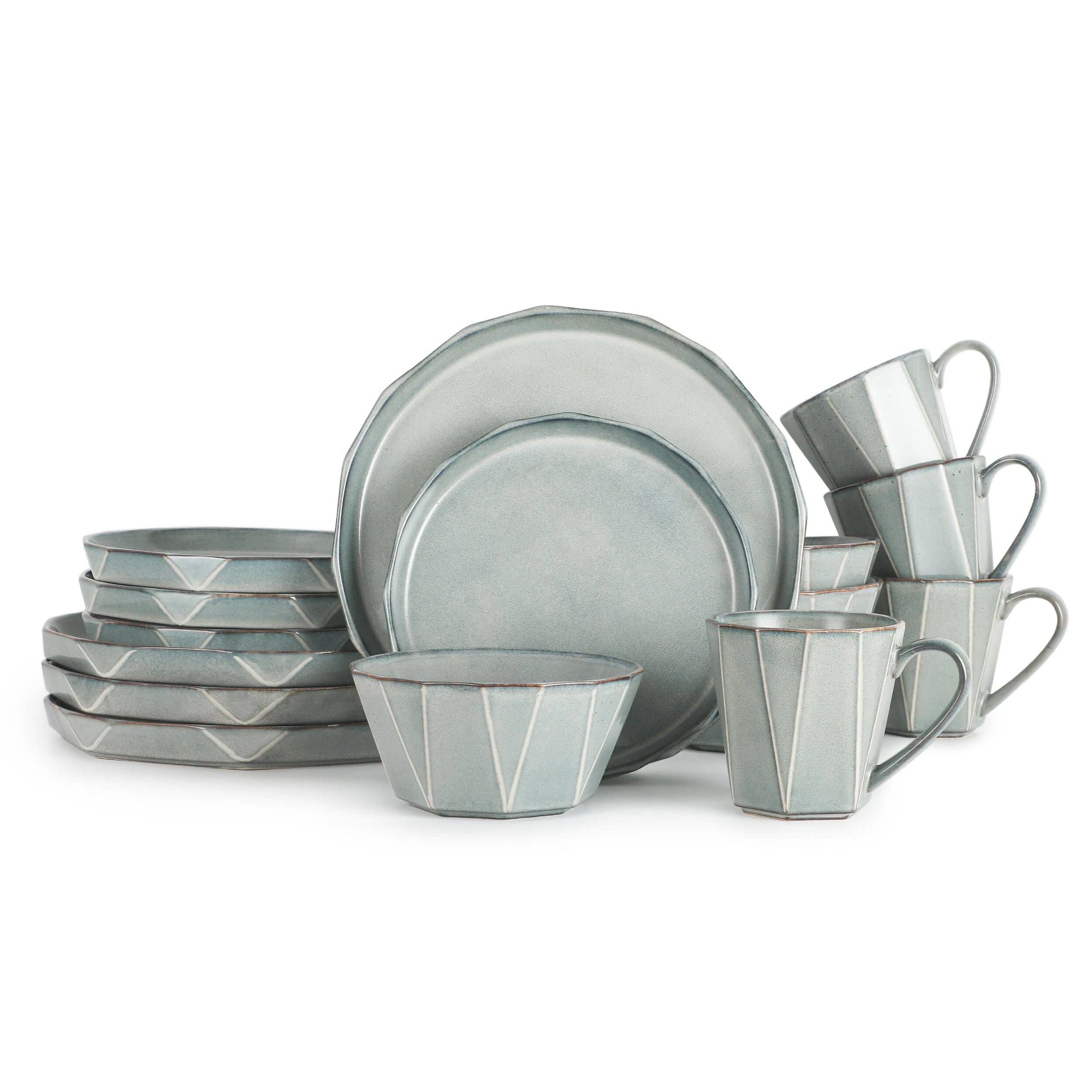 Alt View 3. Table 12 - TABLE 12 16-Piece Dinnerware Set, Stonewashed Dinnerware Set for 4 - Gray.