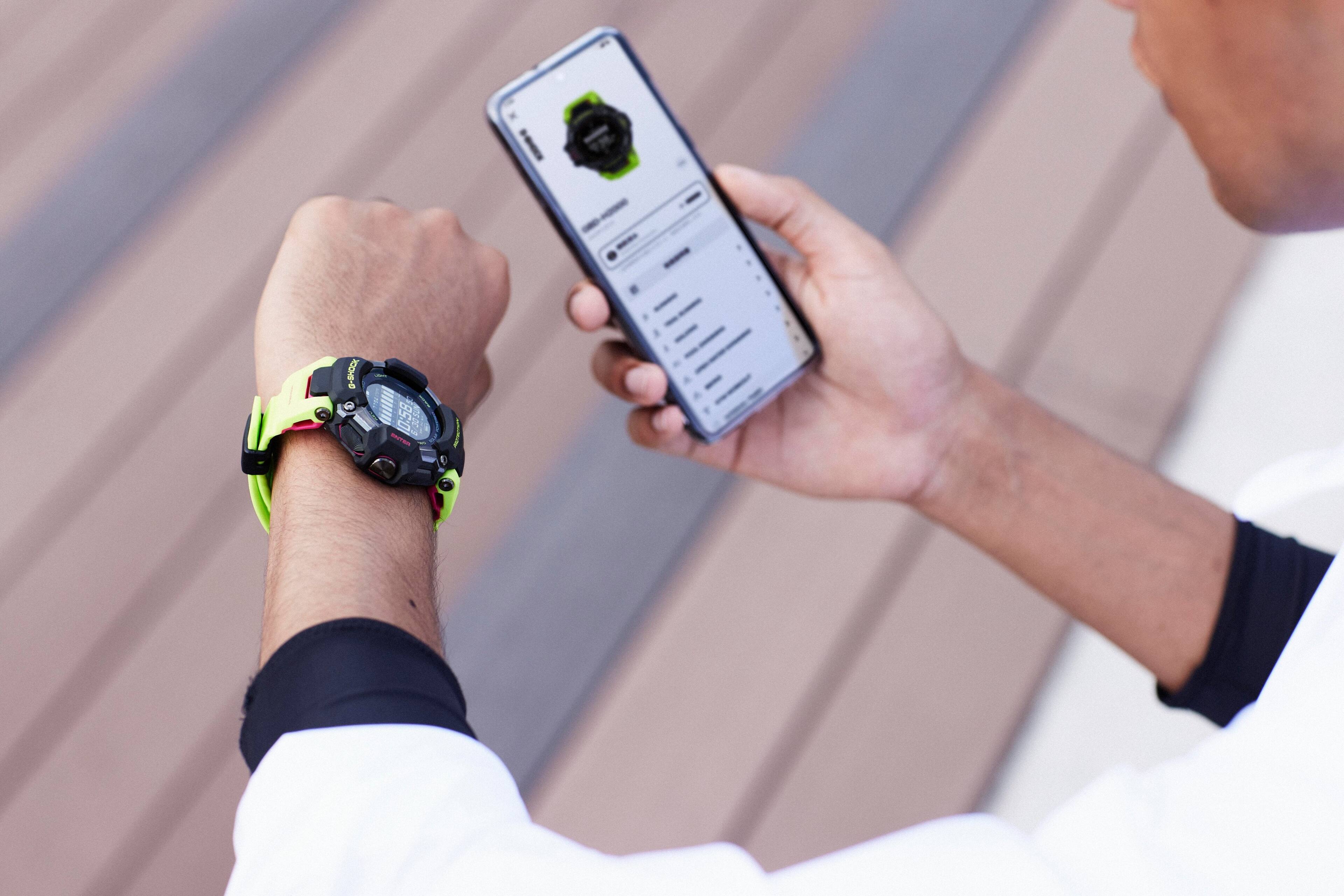 Alt View 13. Casio - G-Shock Move 52mm Heart Rate + GPS Solar Assist Resin Strap Smartwatch - Yellow.