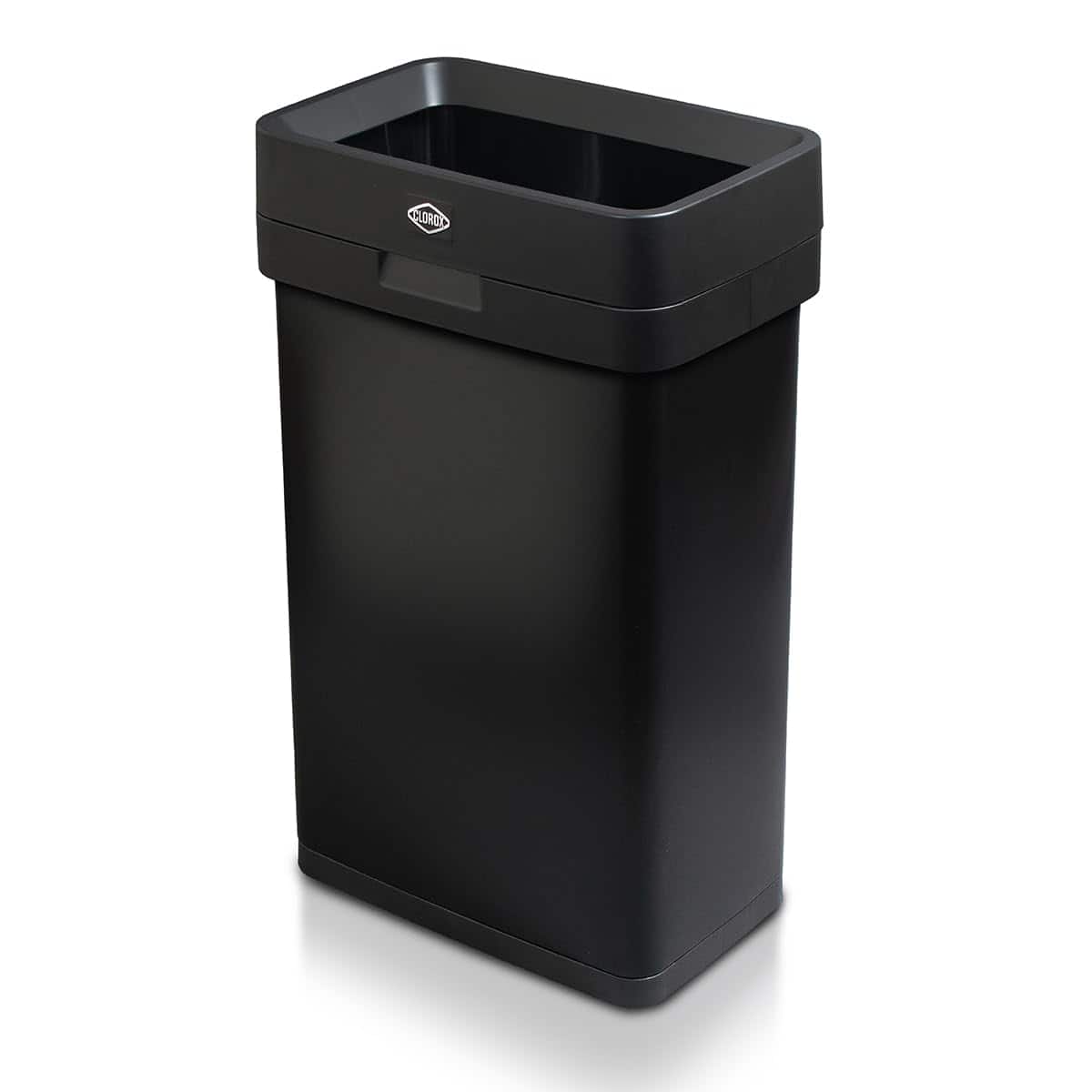 Clorox - Trash Can, 13 Gallon Stainless Steel Slim Open Top Garbage Bin - Black