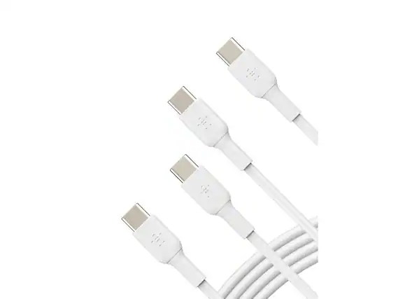 Front. Belkin - Belkin USB-C to USB-C Cable 6.6ft Charging Cable, White (2-Pack) CAB003BT1MWH2PK.
